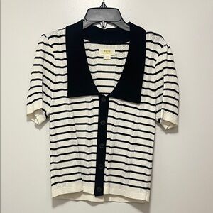 Maeve Black and White Striped Top